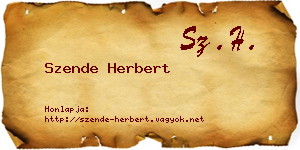 Szende Herbert névjegykártya